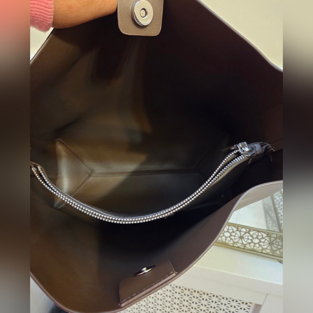 MANGO Minimalist Brown Faux Leather Shoulder Bag - Picture 3 of 6